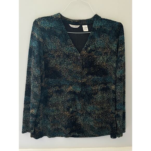 Laura Ashley Sweaters - Laura Ashley Women's Green/Gold One Button Cardigan Size Medium